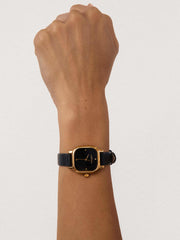 Classic Square Black Leather Watch