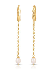 Linear Luxe Pearl Drop Earrings