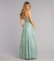 Aria Glitter Sequin Mesh A-Line Gown