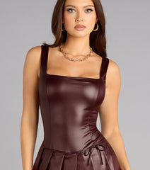 Flirty Plans Faux Leather A-Line Romper