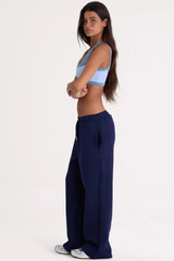 Brushed Jersey Wide-Leg Joggers In Midnight