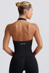 Define Luxe Halterneck Tank Top In Black