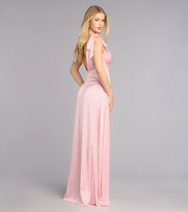 Christina Satin Bow Strap Formal Dress