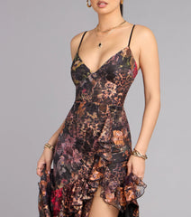 Megan Leopard Floral A-Line Formal Dress