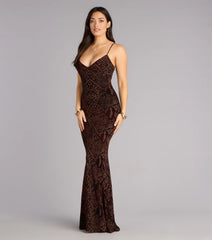 Arli Snake Velvet Burnout Mermaid Dress