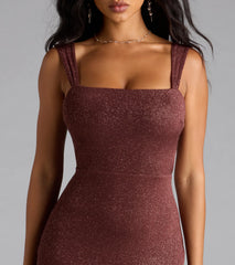 Brittney Lace-Up Slit Bodycon Glitter Formal Dress