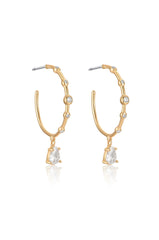 Delicate Crystal Charm Hoop Earrings