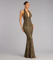 Diana Glitter Leopard Mermaid Formal Dress