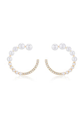 Chic Pearl And Crystal Open Circle Earrings