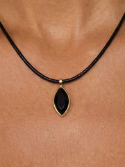 Marquise Onyx Cord Necklace