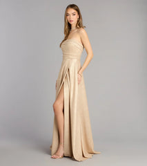 Klaudia Glitter A-Line Slit Formal Dress