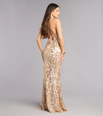 Emely Floral Sequin High Slit Mermaid Dress