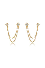 Double Piercing Diamond Shape Earrings
