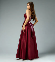 Stacy Satin Contrast Lace-Up Ball Gown