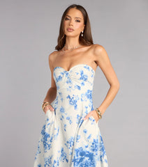 Sandra Floral A-Line Midi Formal Dress