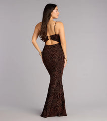 Arli Snake Velvet Burnout Mermaid Dress