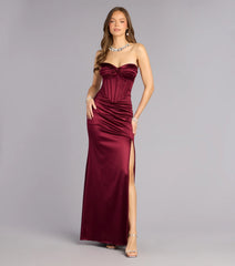 Alissa Satin Corset Slit Formal Dress