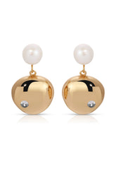 Large Pebble and Pearl Dangle Earrings