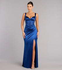 Aurora Satin Rhinestone Corset Formal Dress