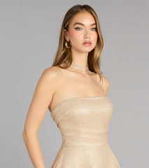 Klaudia Glitter A-Line Slit Formal Dress