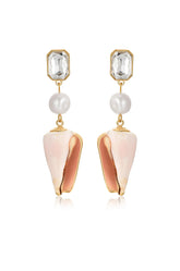 Golden Rimmed Shell Dangle Earrings
