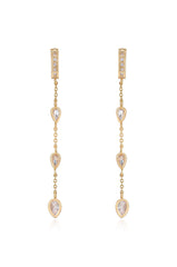 Bezel Crystal Huggie Dangle Earrings
