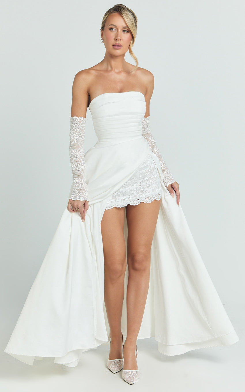 Bianca Maxi Dress - Strapless Fit And Flare Dress in Ivory