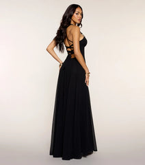 Bella Chiffon Lace-Up Formal Dress