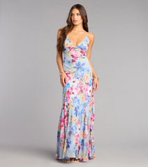 Flirty Rsvp Floral Chiffon Maxi Dress