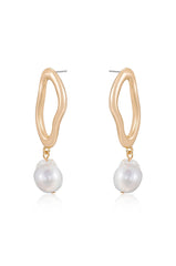 Open Circle Freshwater Pearl Earrings