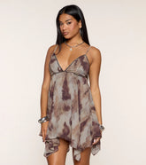Miss Me Yet Abstract Babydoll Mini Dress