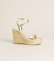 Chic On Arrival Metallic Espadrille Wedges
