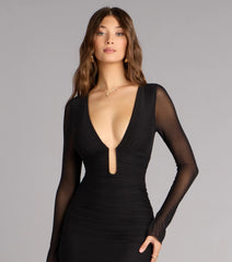 Eileen Mesh Long Sleeve Mermaid Formal Dress
