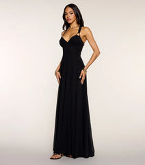 Bella Chiffon Lace-Up Formal Dress