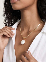 Bone Pendant Snake Chain Necklace