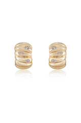 Bezel Crystal Crescent Huggie Hoops