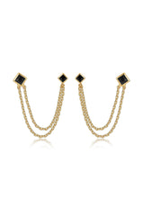 Double Piercing Diamond Shape Earrings