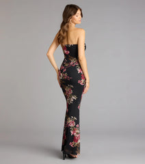 Midnight Romance Floral Mesh Maxi Dress