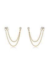 Double Piercing Chain Dangle Earrings