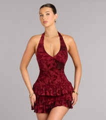 Soft Spotlight Halter Skater Dress