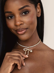 Pave Bow Tennis Necklace