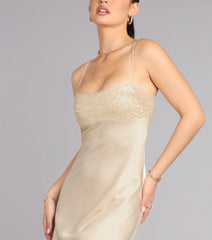 Carrie Satin Sequin Lace-Up Formal Dress