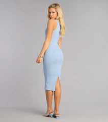 Stylish Plans Ribbed Knit Bodycon Midi Dress