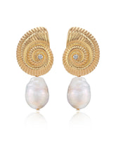 Nautilus Shell Freshwater Pearl Earrings