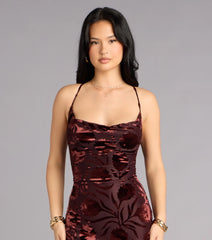 Primrose Velvet Pattern Lace-Up Formal Dress