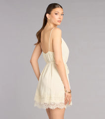 Pretty Plans Chiffon And Lace Skater Dress