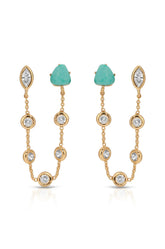 Double Piercing Turquoise Earrings