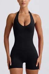 Define Luxe Halterneck Tank Top In Black