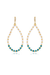 Turquoise and Pearl Teardrop Earrings
