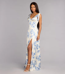 Lizzie Floral Satin A-Line Formal Dress